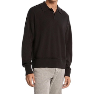 Michael Kors Men’s Long Sleeve Reverse Seam Merino Polo(Black)