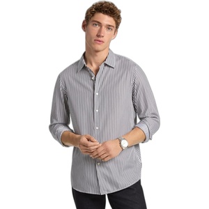 Michael Kors Men’s Long Sleeve Stripe Classic Fit Shirt(Black)
