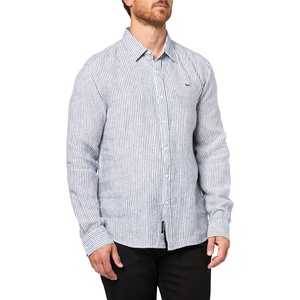 Michael Kors Men’s Long Sleeve Striped Linen Top(Midnight)