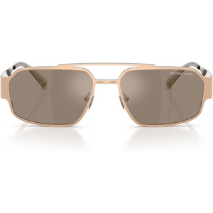 Michael Kors Mens MK1182 Cape Town Rectangular Sunglasses, Gold Matte/Brown Monochromatic Silver Mirrored, 58 mm
