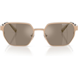 Michael Kors Mens MK1183 Madagascar Hexagonal Sunglasses, Gold Matte/Brown Monochromatic Silver Mirrored, 55 mm