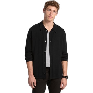 Michael Kors Men’s Merino Button Front Cardigan Sweater(Black)