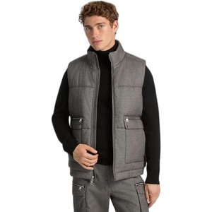 Michael Kors Men’s Microhound Flannel Puffer Vest(Ash Melange)
