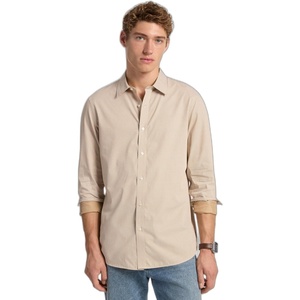 Michael Kors Men’s Printed Long Sleeve Woven Shirt Classic Fit(Geo Print/Khaki)