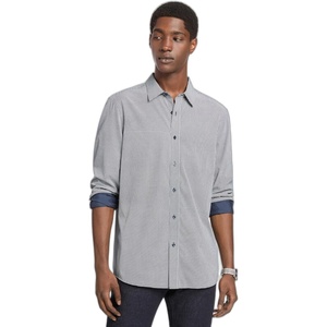 Michael Kors Men’s Printed Long Sleeve Woven Shirt Classic Fit(Geo Print/Midnight)