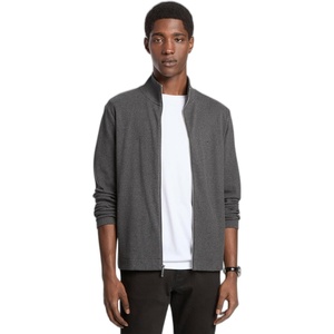 Michael Kors Men’s Ribbed Knit Mock Neck Full Zip(Charcoal Melange)
