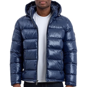 Michael Kors Men’s Shine Hooded Puffer Jacket, Heavy Winter Jackets for Men, Water Resistant(Midnight)