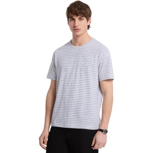 Michael Kors Men’s Short Sleeve Linen Cotton Stripe Tee(White)