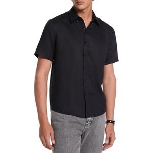Michael Kors Men’s Short Sleeve Linen Shirt(Black)