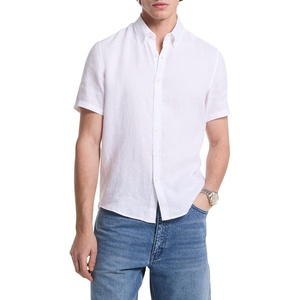 Michael Kors Men’s Short Sleeve Linen Shirt(White)