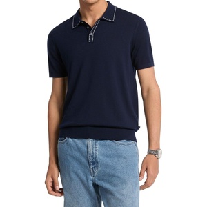 Michael Kors Men’s Short Sleeve Pick Stitch Merino Polo(Midnight)