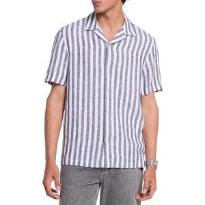 Michael Kors Men’s Short Sleeve Relaxed Fit Linen Shirt(Black)