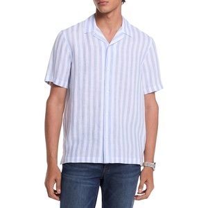 Michael Kors Men’s Short Sleeve Relaxed Fit Linen Shirt(Chambray)