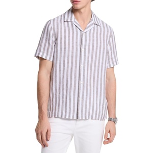 Michael Kors Men’s Short Sleeve Relaxed Fit Linen Shirt(Safari Green)