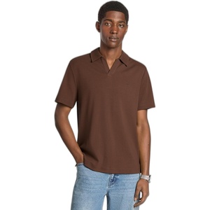 Michael Kors Men’s Short Sleeve Ribbed Johnny Collar Polo(Chocolate)