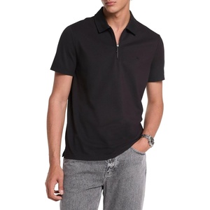 Michael Kors Men’s Sleek Pique Short Sleeve Zip Polo(Black 2)