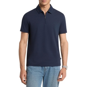 Michael Kors Men’s Sleek Pique Short Sleeve Zip Polo(Midnight)