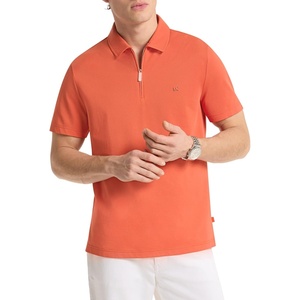 Michael Kors Men’s Sleek Pique Short Sleeve Zip Polo(Mimosa)