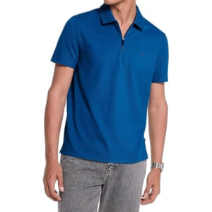 Michael Kors Men’s Sleek Pique Short Sleeve Zip Polo(River Blue)