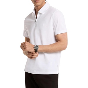 Michael Kors Men’s Sleek Pique Short Sleeve Zip Polo(White)