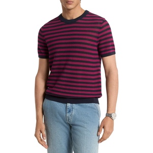 Michael Kors Men’s Slim Mesh Stripe Tee(Wineberry)