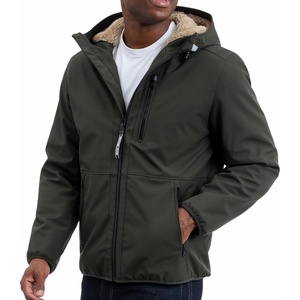 Michael Kors Men’s Softshell Jacket With Faux Sherpa Lining, Wind and Water Resistant Jackets for Men(Olive)
