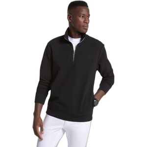 Michael Kors Men’s Solid Textured Quarter Zip(Black)