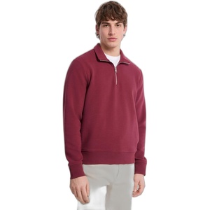 Michael Kors Men’s Solid Textured Quarter Zip(Deep Mulberry)