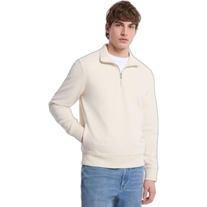 Michael Kors Men’s Solid Textured Quarter Zip(Soft Ecru)
