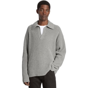 Michael Kors Men’s Textured Johnny Collar Sweater(Ash Melange)