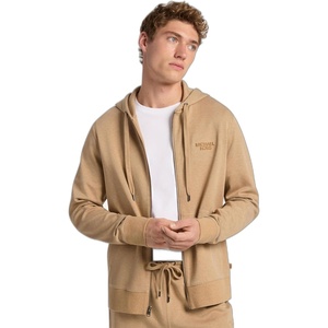 Michael Kors Men’s Tufted Logo Full Zip Hoodie(Dark Camel Melange)