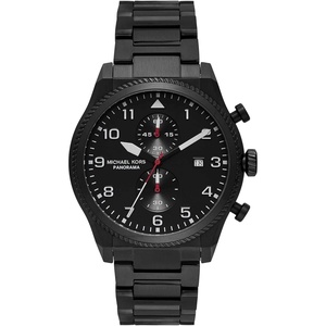 Michael Kors Panorama Men’s Watch, Stainless Steel Watch for Men with Steel or Leather Band(Black Bracelet)