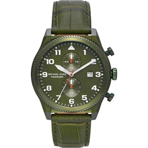 Michael Kors Panorama Men’s Watch, Stainless Steel Watch for Men with Steel or Leather Band(Green Band)