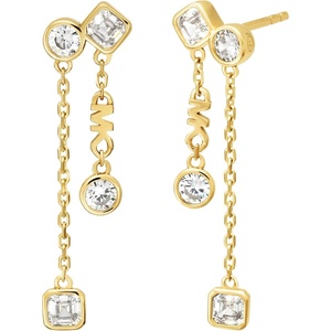 Michael Kors Precious Metal-Plated Sterling Silver Pavé Logo Studs Earrings(Gold Pavé Double Drop)