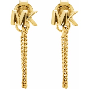 Michael Kors Precious Metal-Plated Sterling Silver Pavé Logo Studs Earrings(Gold Pavé Drop)
