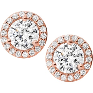 Michael Kors Precious Metal-Plated Sterling Silver Pavé Logo Studs Earrings(Rose Gold 2)