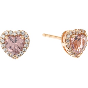 Michael Kors Precious Metal-Plated Sterling Silver Pavé Logo Studs Earrings(Rose Gold Heart Pavé)