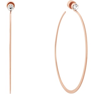 Michael Kors Rose Gold Hoop Earrings for Women; Huggie Earrings for Women; Stainless Steel Earrings; Jewelry for Women(Rose Gold Crystal Whisper)