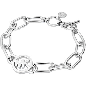Michael Kors Silver-Tone Bracelet for Women; Bracelets; Jewelry for Women(Circle Logo Link Chain)