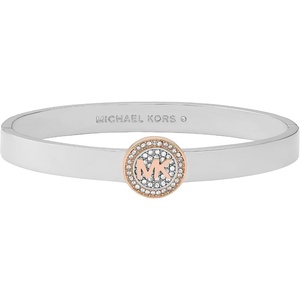 Michael Kors Silver-Tone Bracelet for Women; Bracelets; Jewelry for Women(Crystal Logo Bangle)