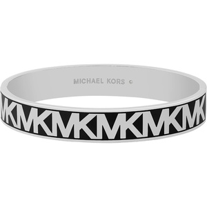 Michael Kors Silver-Tone Bracelet for Women; Bracelets; Jewelry for Women(Silver/Black MK Bangle)