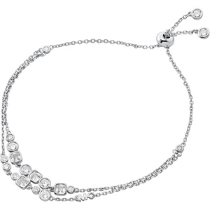 Michael Kors Silver-Tone Bracelet for Women; Sterling Silver Bracelets; Jewelry for Women(Double Layer)