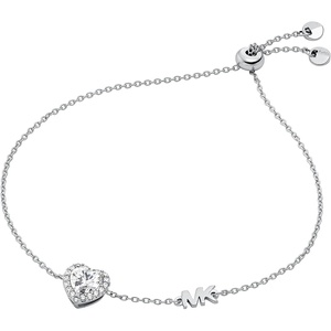 Michael Kors Silver-Tone Bracelet for Women; Sterling Silver Bracelets; Jewelry for Women(Heart Pavé)