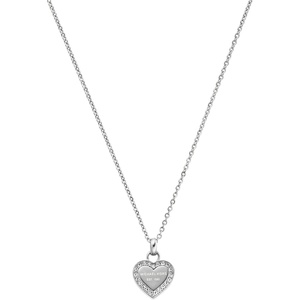 Michael Kors Silver-Tone Necklace for Women; Necklaces for Women; Jewelry for Women(Heart Charm Pendant)