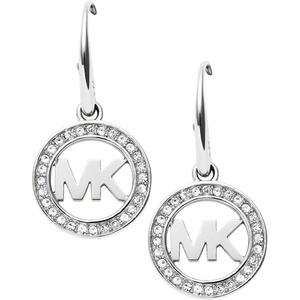 Michael Kors Silver-Tone Stud Earrings or Drop Earrings for Women; Stainless Steel Earrings; Jewelry for Women(Silver Glitz Logo)