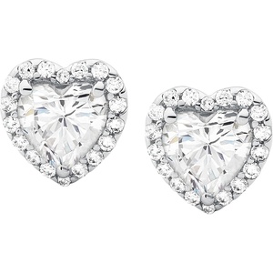 Michael Kors Silver-Tone Stud Earrings or Drop Earrings for Women; Sterling Silver Earrings; Jewelry for Women(Heart Pavé)