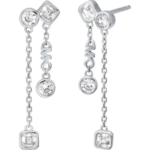 Michael Kors Silver-Tone Stud Earrings or Drop Earrings for Women; Sterling Silver Earrings; Jewelry for Women(Pavé Double Drop)