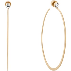Michael Kors Stainless Steel MK Logo Hoop Earrings for Women(Gold Crystal Whisper)