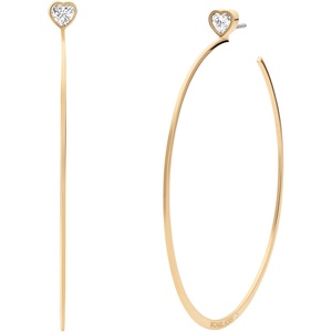 Michael Kors Stainless Steel MK Logo Hoop Earrings for Women(Gold Heart Crystal)