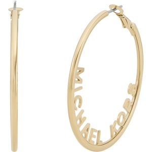 Michael Kors Stainless Steel MK Logo Hoop Earrings for Women(Gold MK Large)